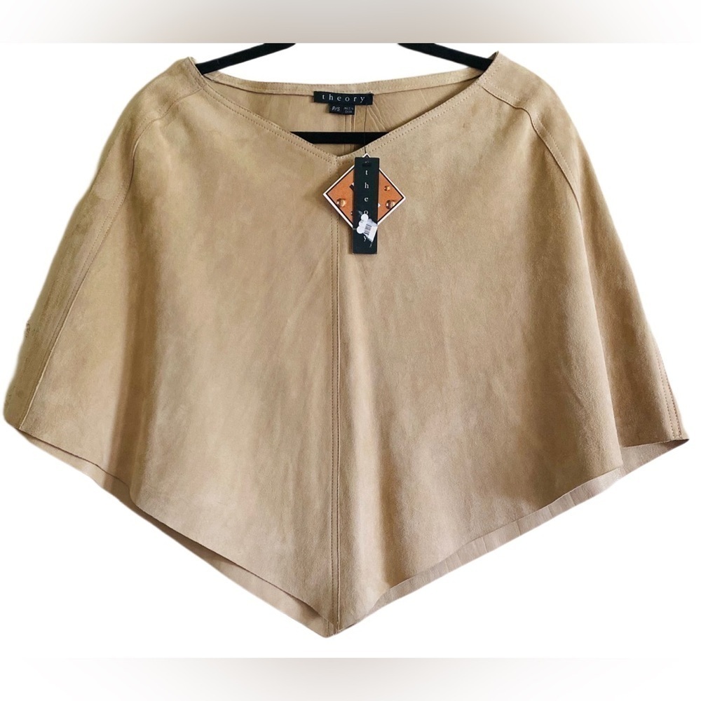 THEORY 100% Genuine Leather Suede Preppy Classic Cowgirl Western Poncho P/S NWT - Picture 4 of 7